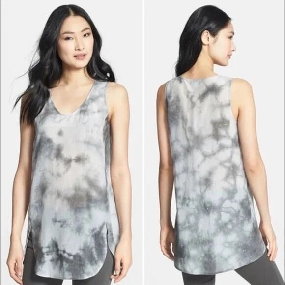 EILEEN FISHER Tank Top Size Medium Cotton Silk Blend Lagenlook Watercolor NWOT - Picture 1 of 11